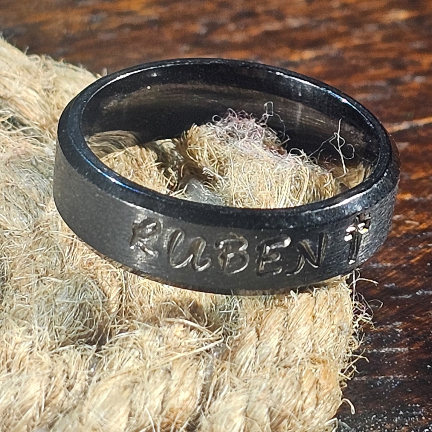 Engraved Custom Name Ring - Black - Standard