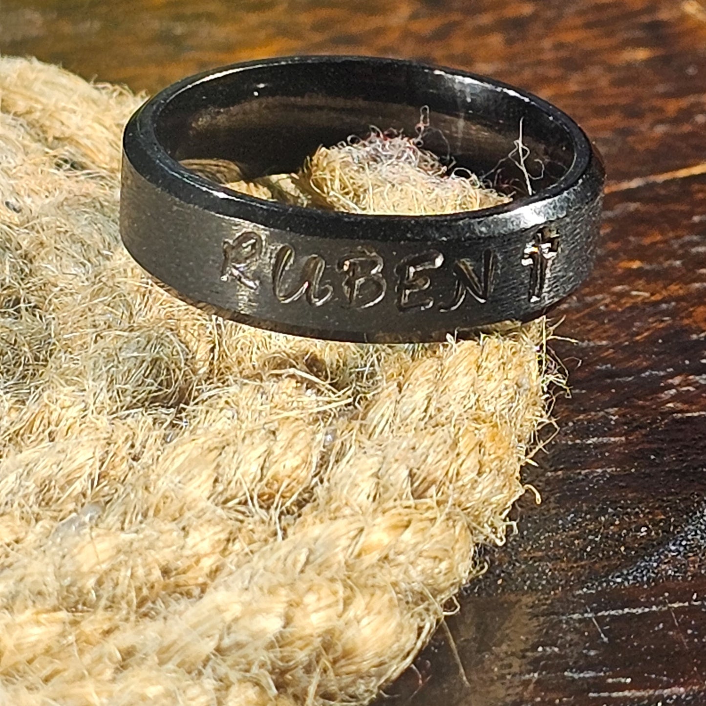 Engraved Custom Name Ring - Black - Standard