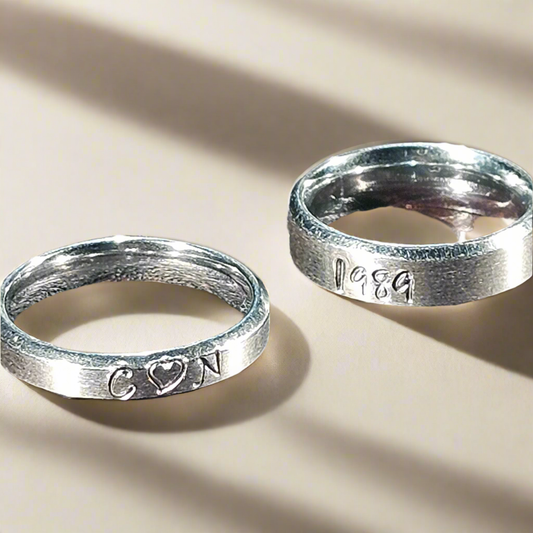 Engraved Custom Name Ring - Silver - Standard