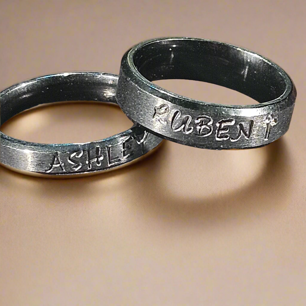 Engraved Custom Name Ring - Black - Standard