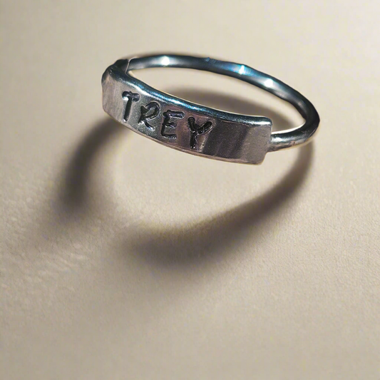 Deluxe Silver Personalized Custom Name Ring